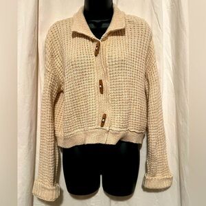 Free People Micah Cardi Ivory Combo Sz Small W/Toggle Buttons